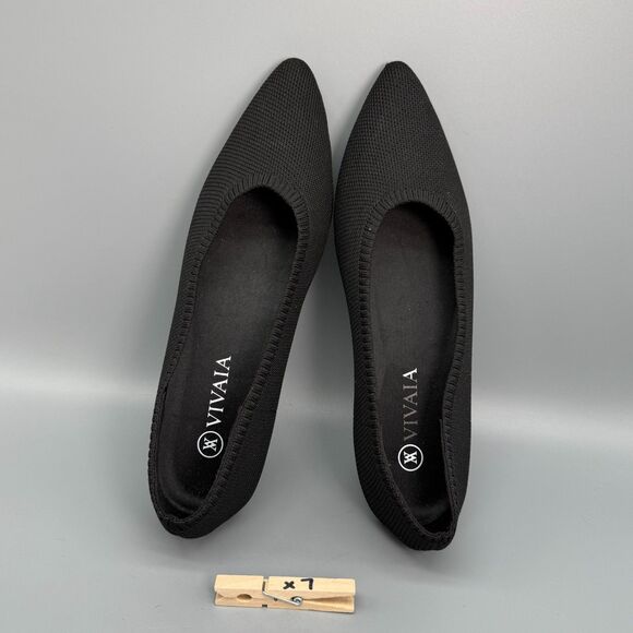 Vivaia Aria 5° Pointed-Toe Ballet Flat Women's 10 Black Knit Slip-On Comfort - Picture 11 of 11
